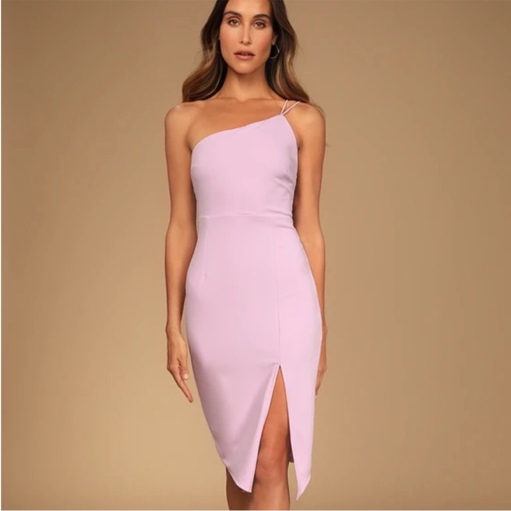 Lulus Happiest Hour lilac bodycon midi dress